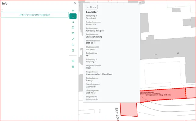 Eksempel på benyttelse af info-funktionerne på konfliktlaget