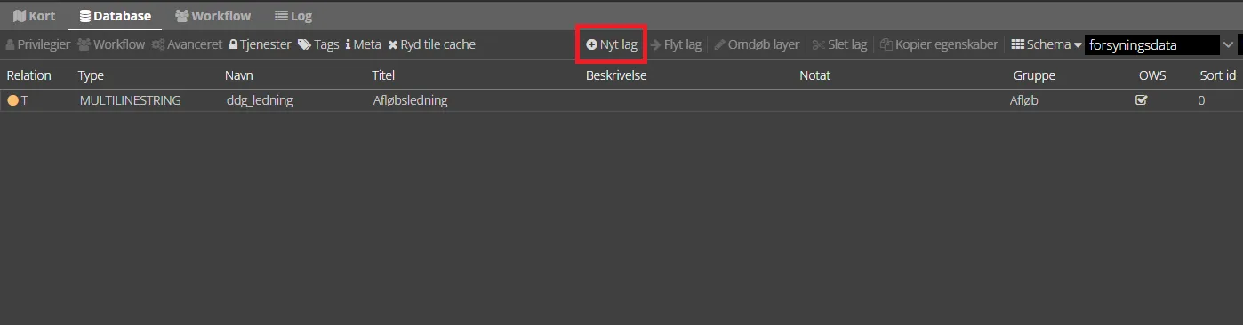 Tryk på menu-knappen Nyt lag for at åbne menu til indlæsning af nye lag