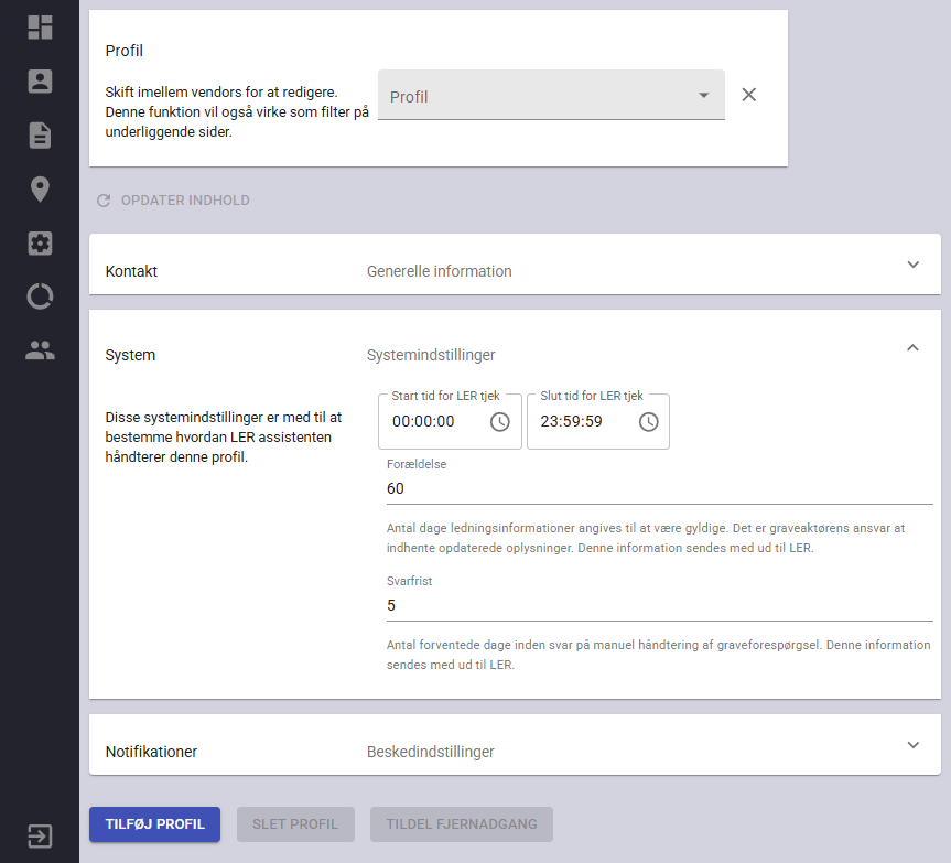 LER-Assistent systemindstillinger