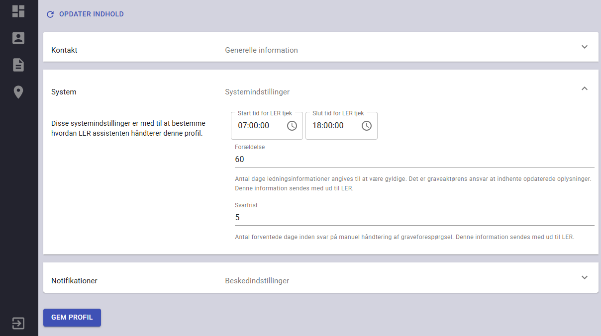 LER-Assistent profilopsætning