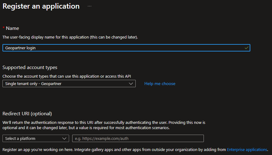 Opret App Registration