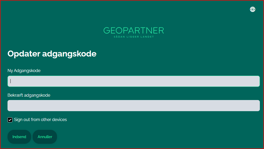 Skift adgangskode for aktuelle bruger