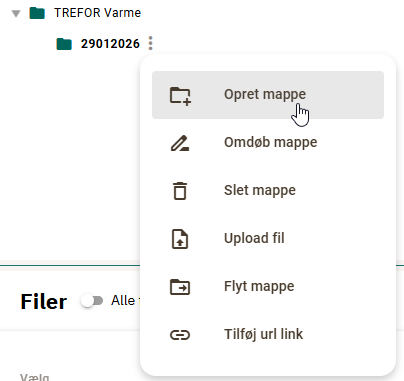 Undermenu for den aktuelle mappe