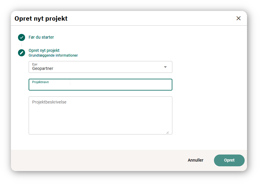 Opret projekt