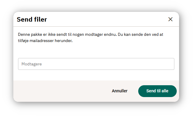 Dialog til afsendelse af en deling via e-mail