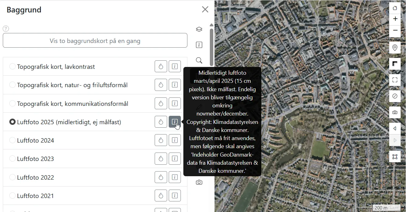 Map Connect-menuen - info om baggrundskort