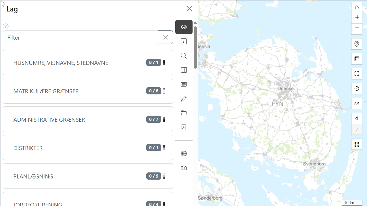 Koordinater i Map Connect-menuen